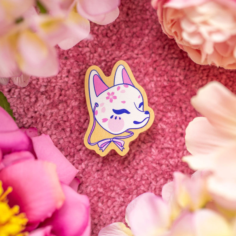 Wooden Pin: Kitsune Mask (Night Parade of a Hundred Cute Things)