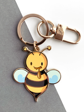 Load image into Gallery viewer, HONEY-DRUNK BEE ENAMEL KEYCHAIN/BAG CLIP
