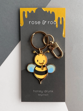 Load image into Gallery viewer, HONEY-DRUNK BEE ENAMEL KEYCHAIN/BAG CLIP
