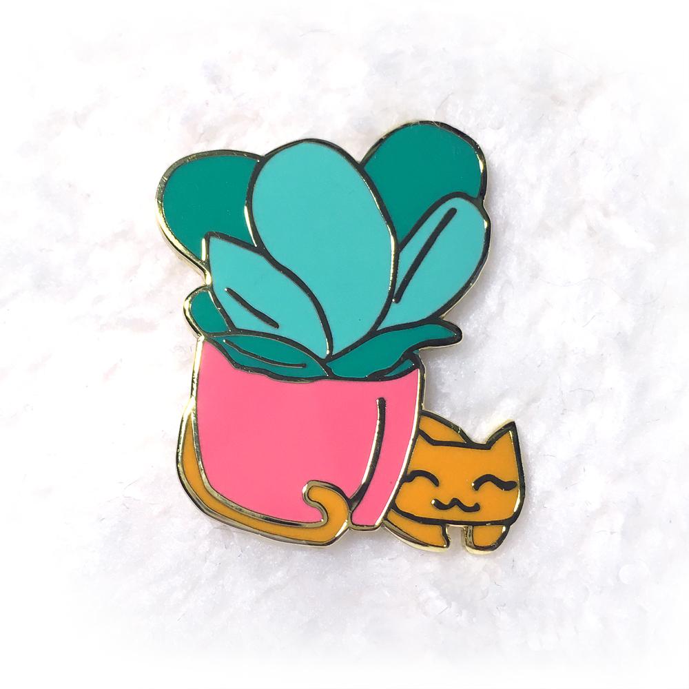 Succulent Kitty Enamel Pin