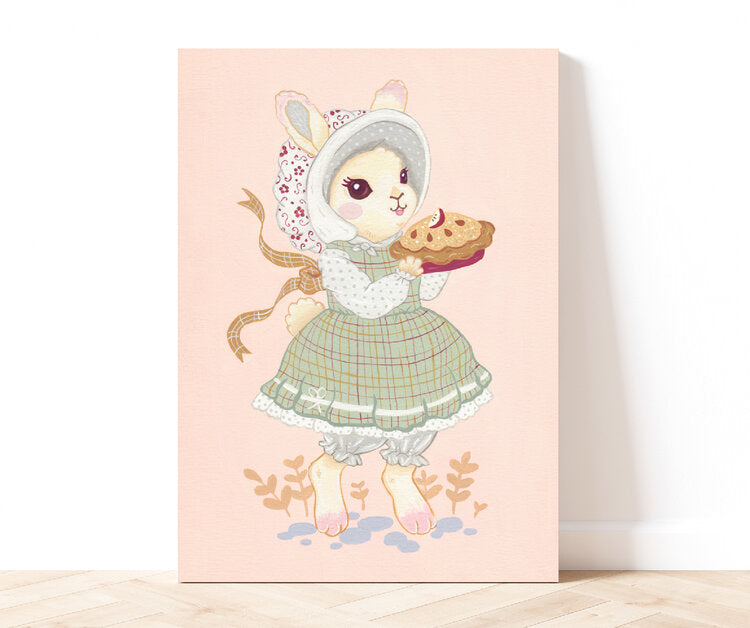 Apple Pie Honey Bun Art Print, Cottage Core Bunny
