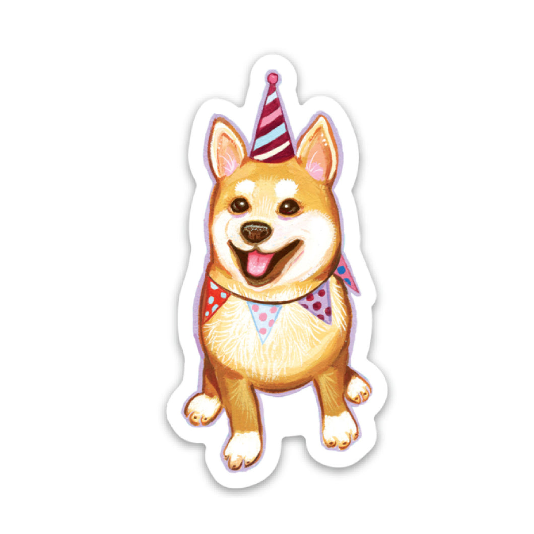 Shiba Inu Party Dog Vinyl Die Cut Sticker